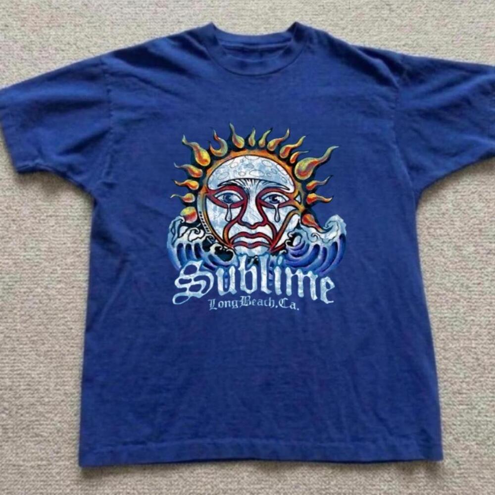 Gildan Men Blue T-Shirt, Sublime Long Beach Ca Graphic Tee